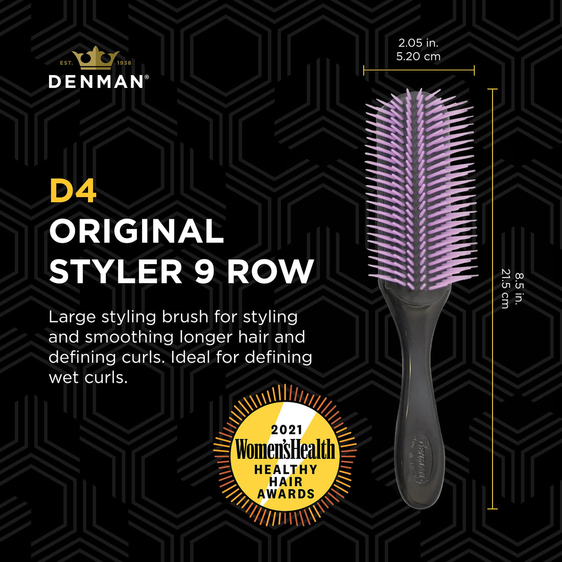 Denman Hair Brush Black and Purple for Effortless Styling