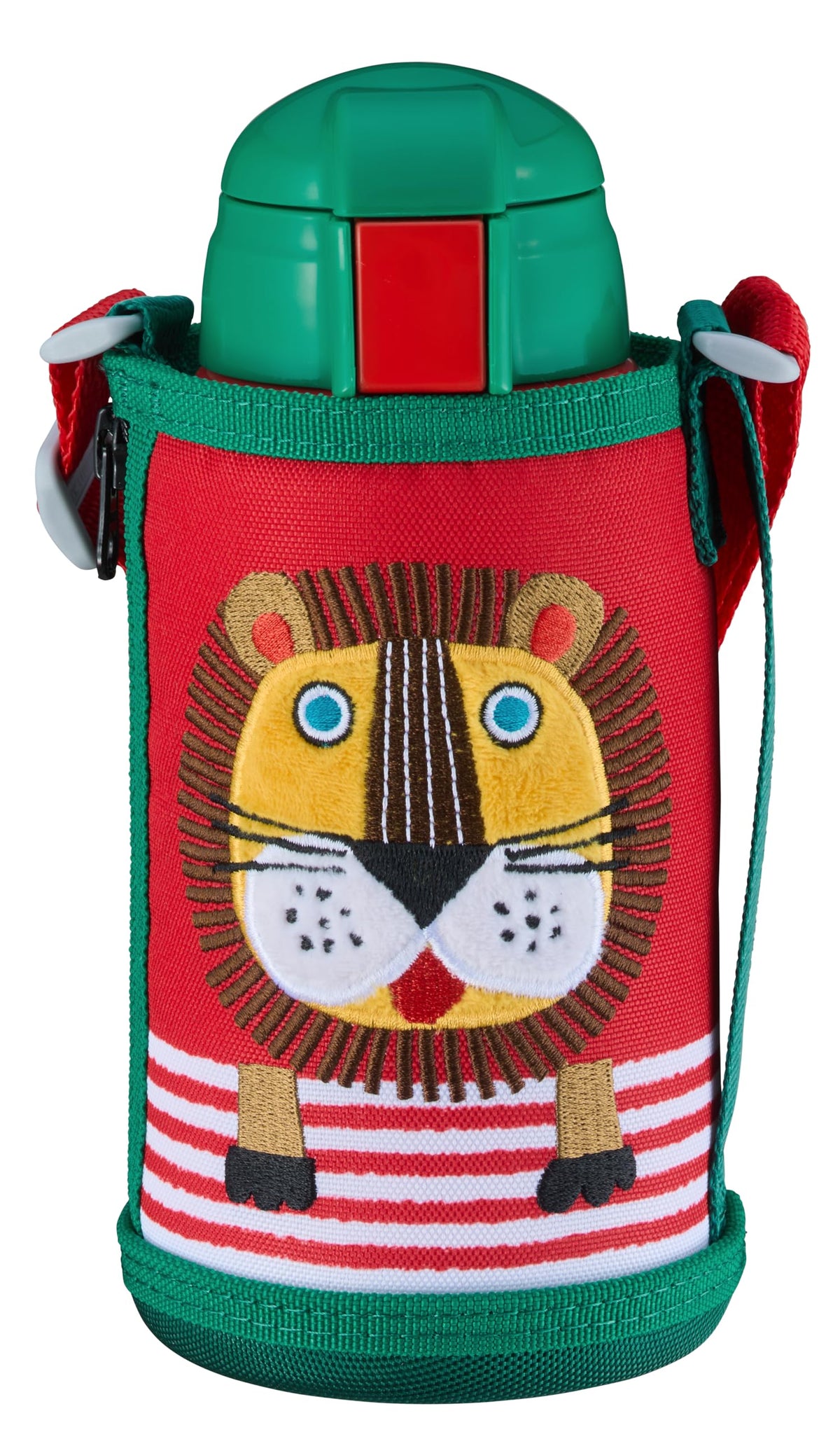 タイガー魔法瓶(TIGER) 水筒 600ml ストロー コップ 2WAY ステンレスボトル 子供用 ポーチ付き 保冷 保温 洗いやすい コロボックル ライオン MBR-G06GRL