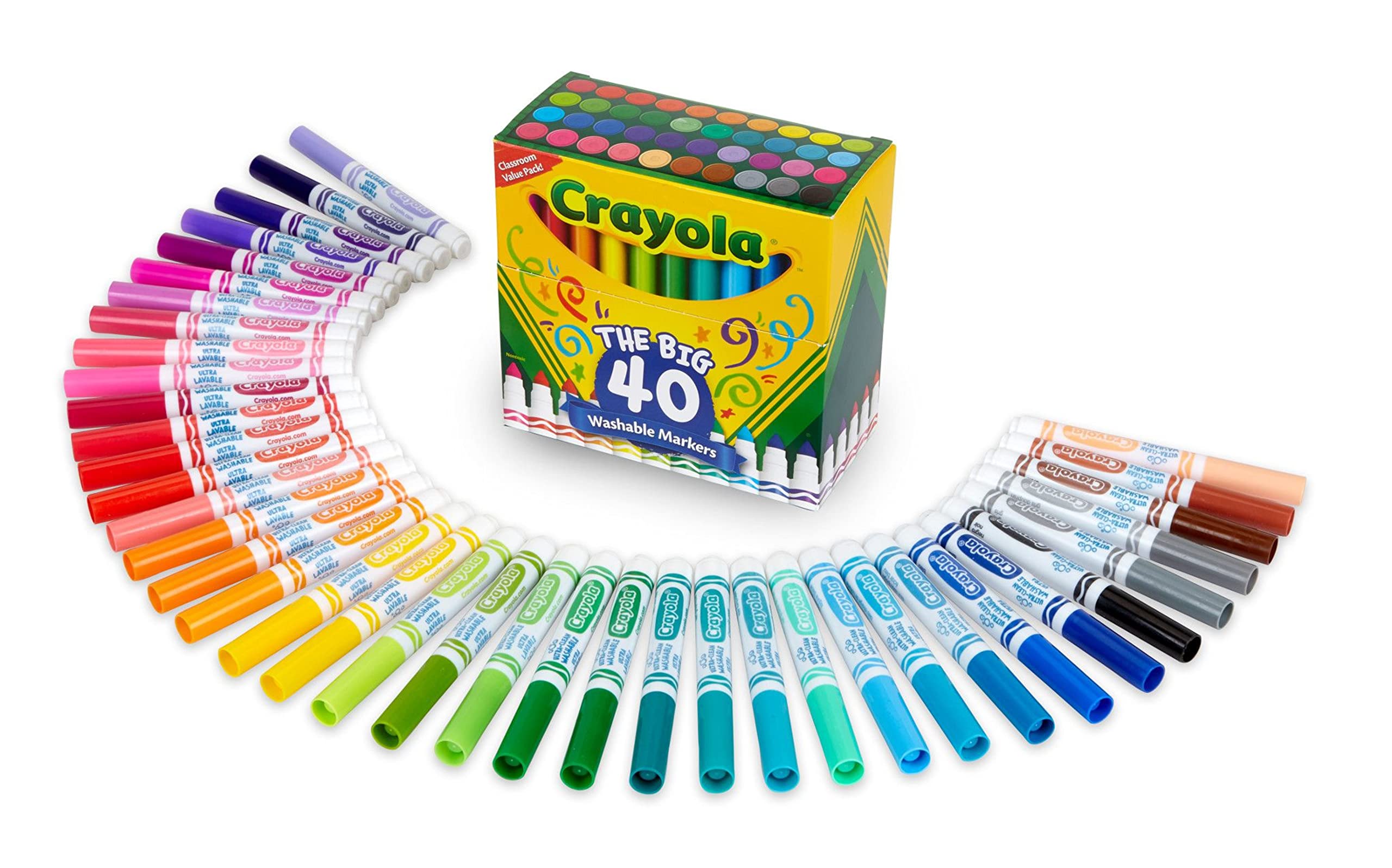 Crayola Washable Markers 40 Colors Big Set for Creative Fun