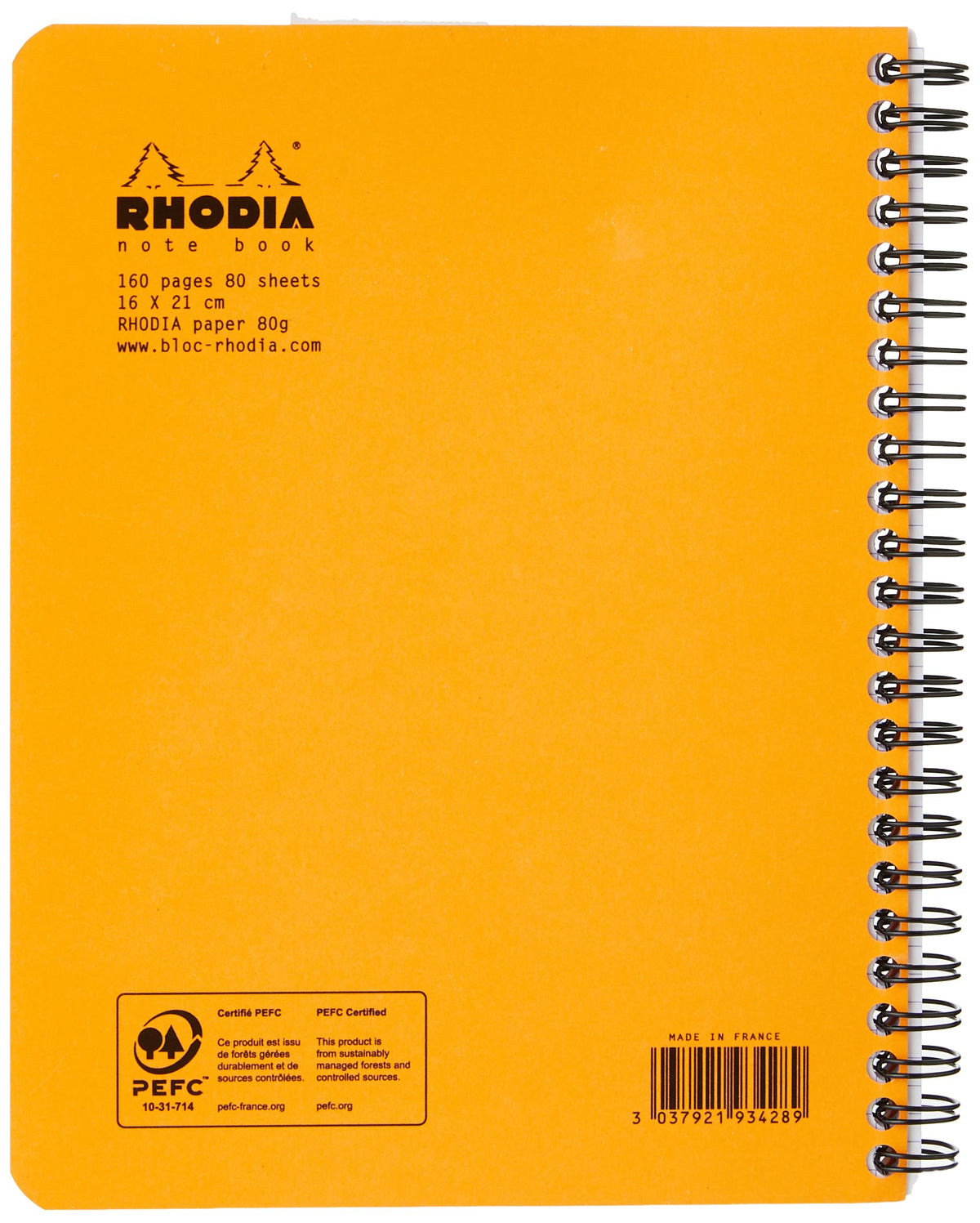 RHODIA Double Ring Notebook A5 160 Pages Water-Resistant Cover Orange