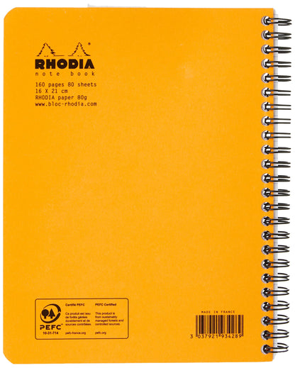 RHODIA Double Ring Notebook A5 160 Pages Water-Resistant Cover Orange