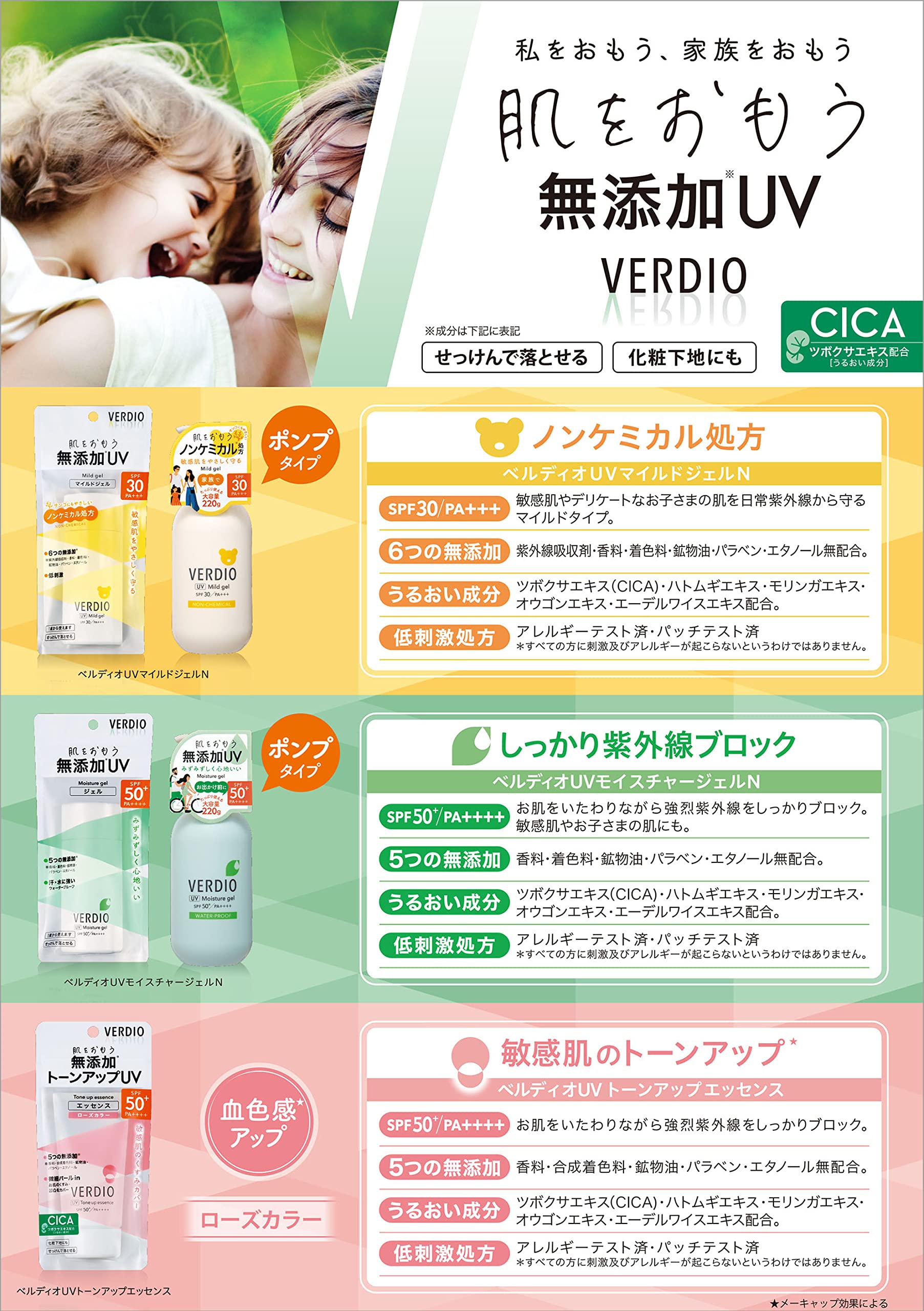 Verdio UV Moisture Gel with SPF 50 Plus 220g for Japanese Skincare