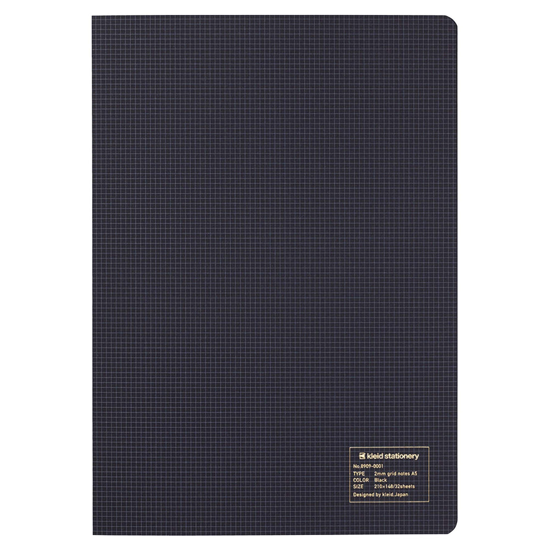 Kleid 2mm Grid Notebook A5, Black, 64 Pages