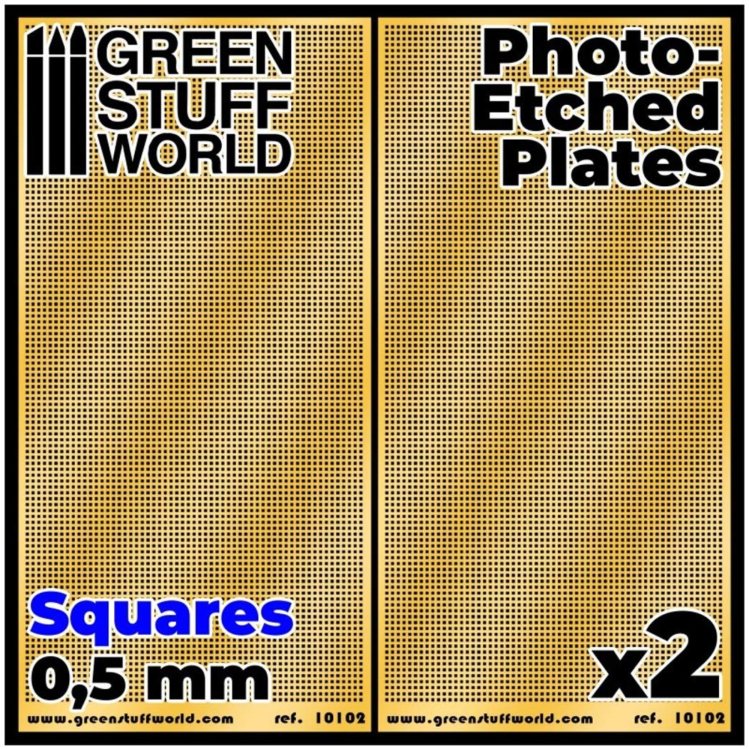 Green Stuff World Etched Mesh Plate 0.5mm Square for Scale Models