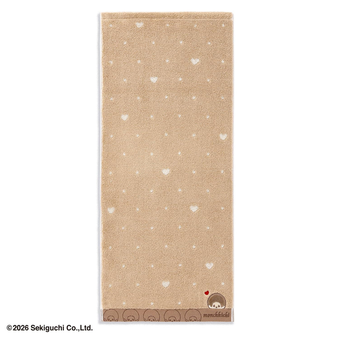 Monchhichi Dot Heart Face Towel Brown Soft and Cute 34x80cm