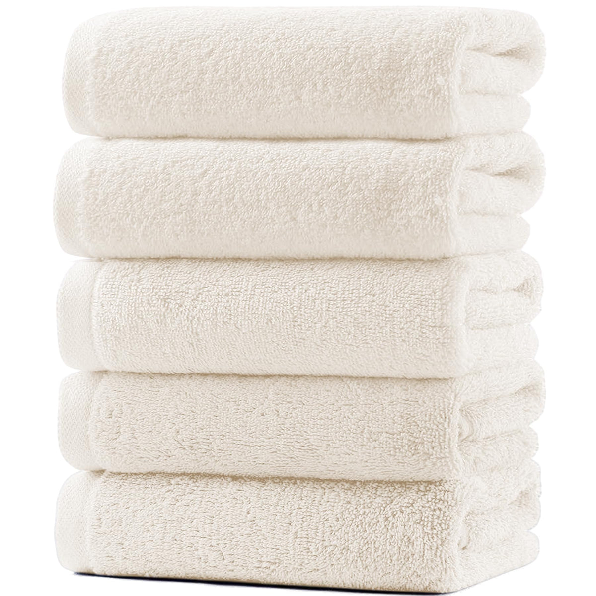 Artifi Face Towel Set Creamy White 5 Pack 100% Cotton Hotel Quality