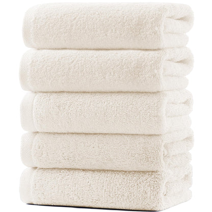 Artifi Face Towel Set Creamy White 5 Pack 100% Cotton Hotel Quality