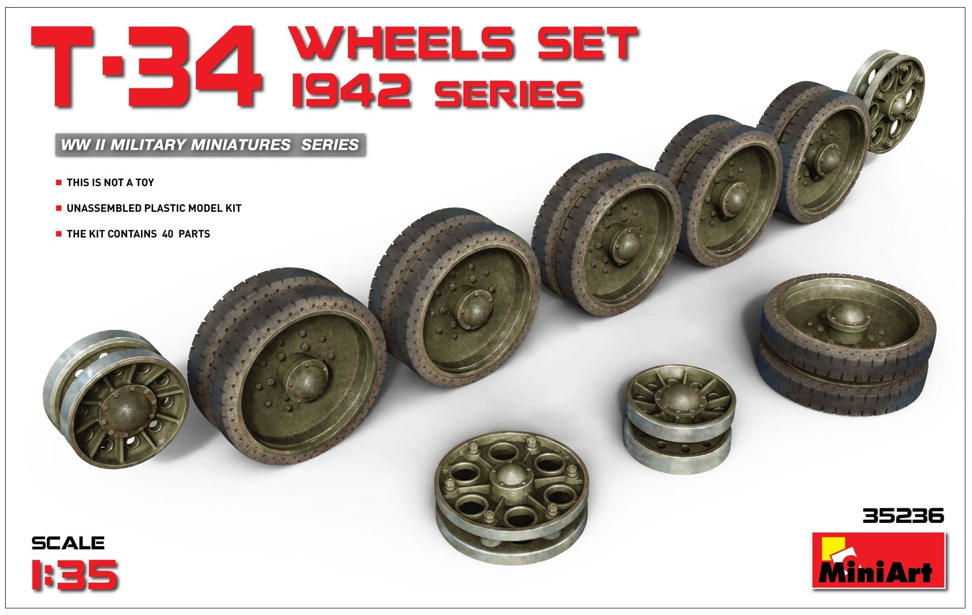 Miniart 1/35 T-34 Wheel Set for Model Kits