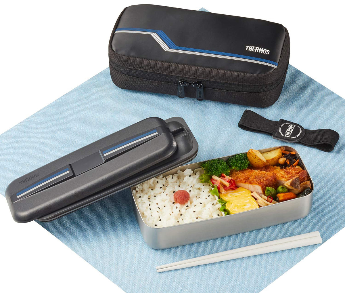 THERMOS Stainless Steel Fresh Lunch Box 700ml Line Black
