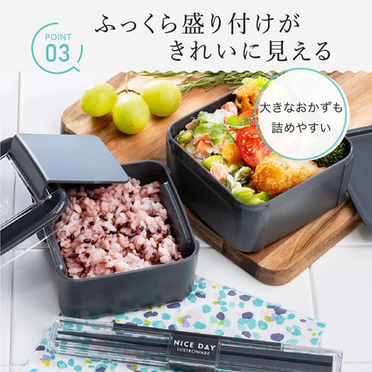 Lustroware Bento Box 680ml Two-Tier Square Easy Care Microwave Safe