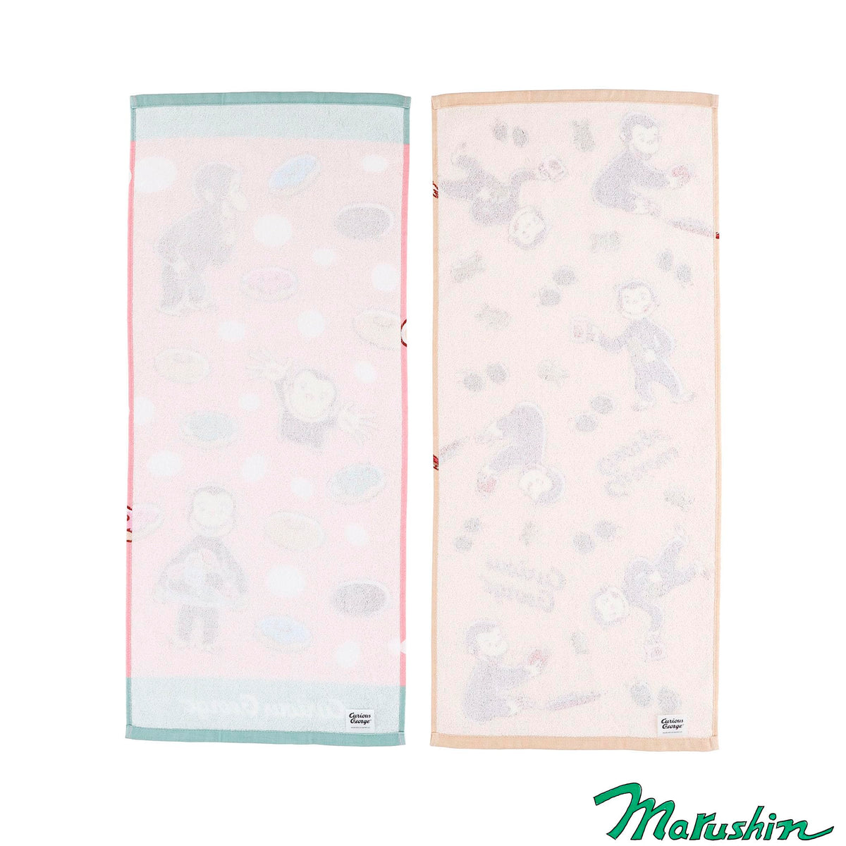 Marushin Face Towel Set Featuring Curious George Delicious Sweets