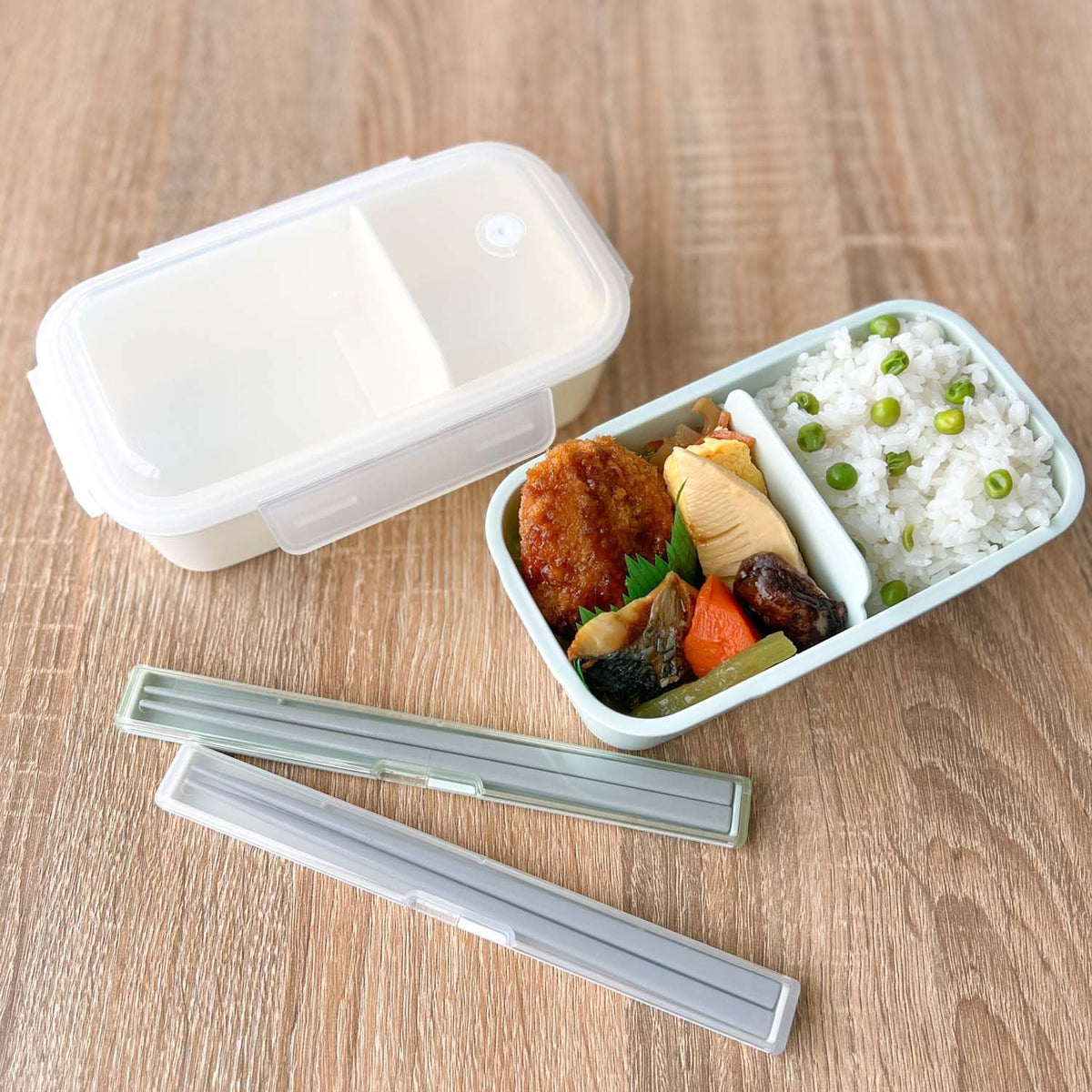 OSK Pale Color Lunch Box Green with Compartments Dishwasher Safe