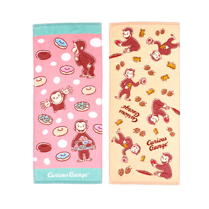 Marushin Face Towel Set Featuring Curious George Delicious Sweets