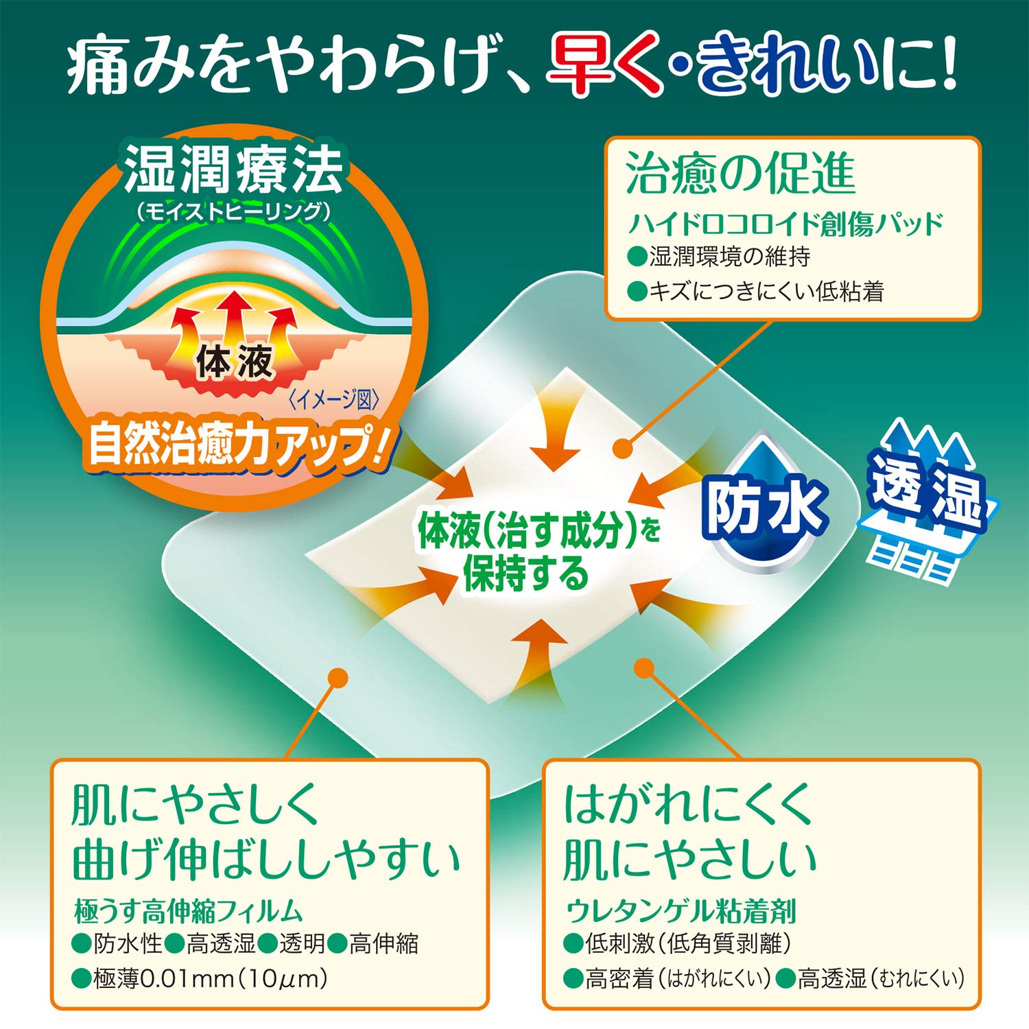 Hakujuuji Hydrocolloid Moist helping address the appearance of Pad Large 3 Count Waterproof Bandages