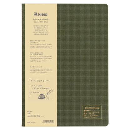 Kleid A5 2mm Grid Notebook Olive 8902 for Daily Writing