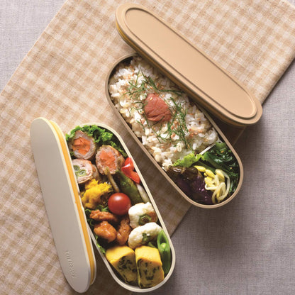THERMOS Fresh Lunch Box 600ml Two-Tier Beige for Meal Prep