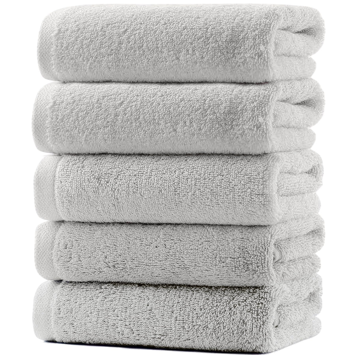 Artifi Face Towel Set Light Milk Gray 5 Pack 100% Cotton Hotel Quality