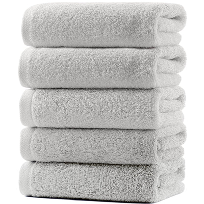 Artifi Face Towel Set Light Milk Gray 5 Pack 100% Cotton Hotel Quality