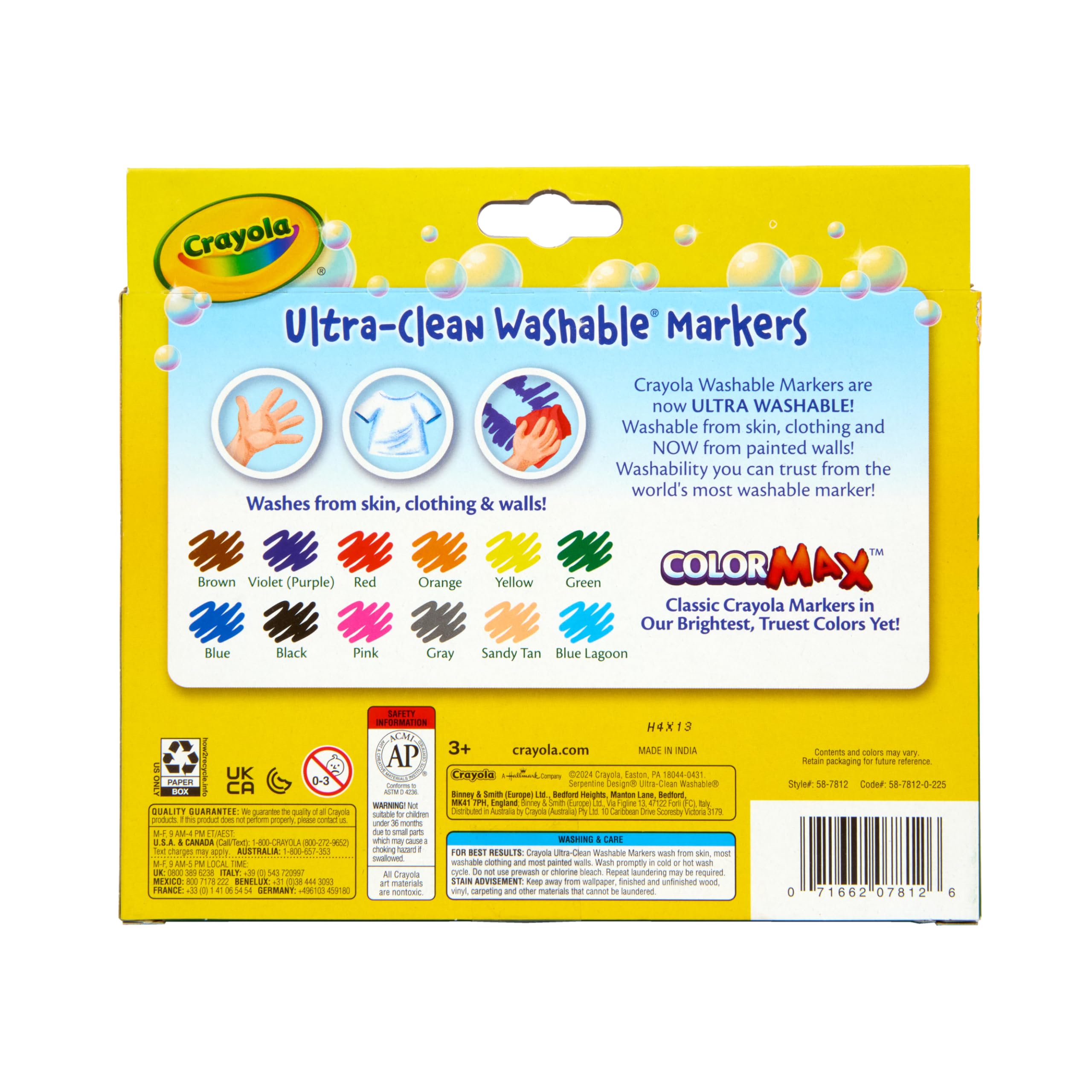 Crayola Washable Markers 12 Count Bold Tip for Creative Fun