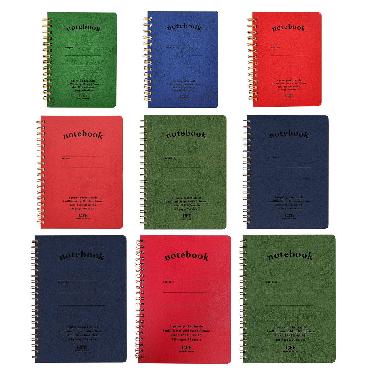 LIFE Notebook A5 with Pocket Blue Graph Paper