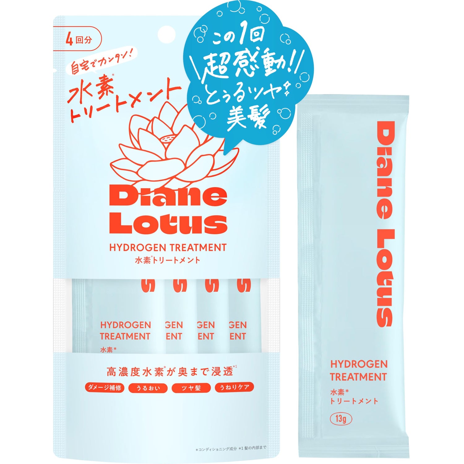 Diane Lotus Hydrogen Treatment Hair Mask 4 Pack 13g Each