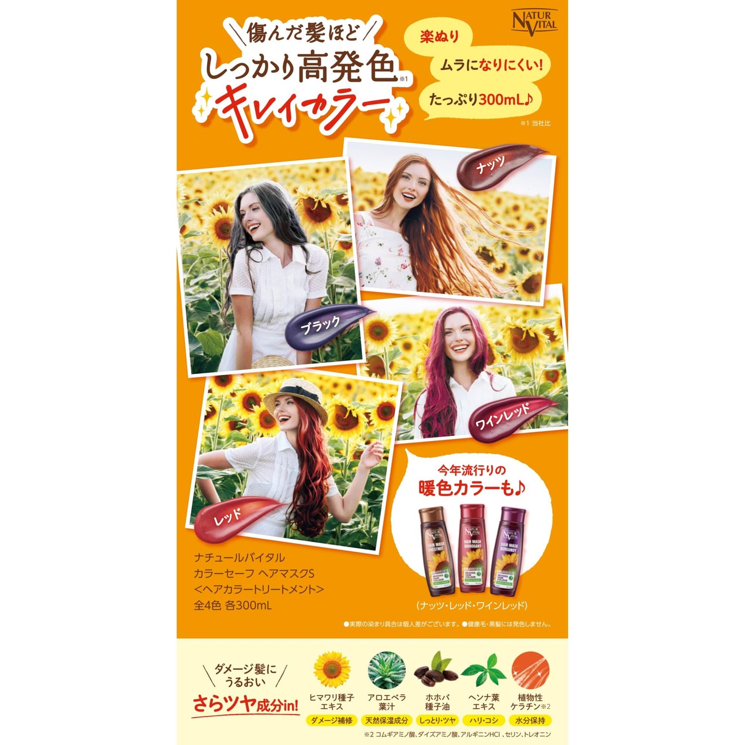 NaturVital Color Safe Hair Mask S Black 300ml for Vibrant Color