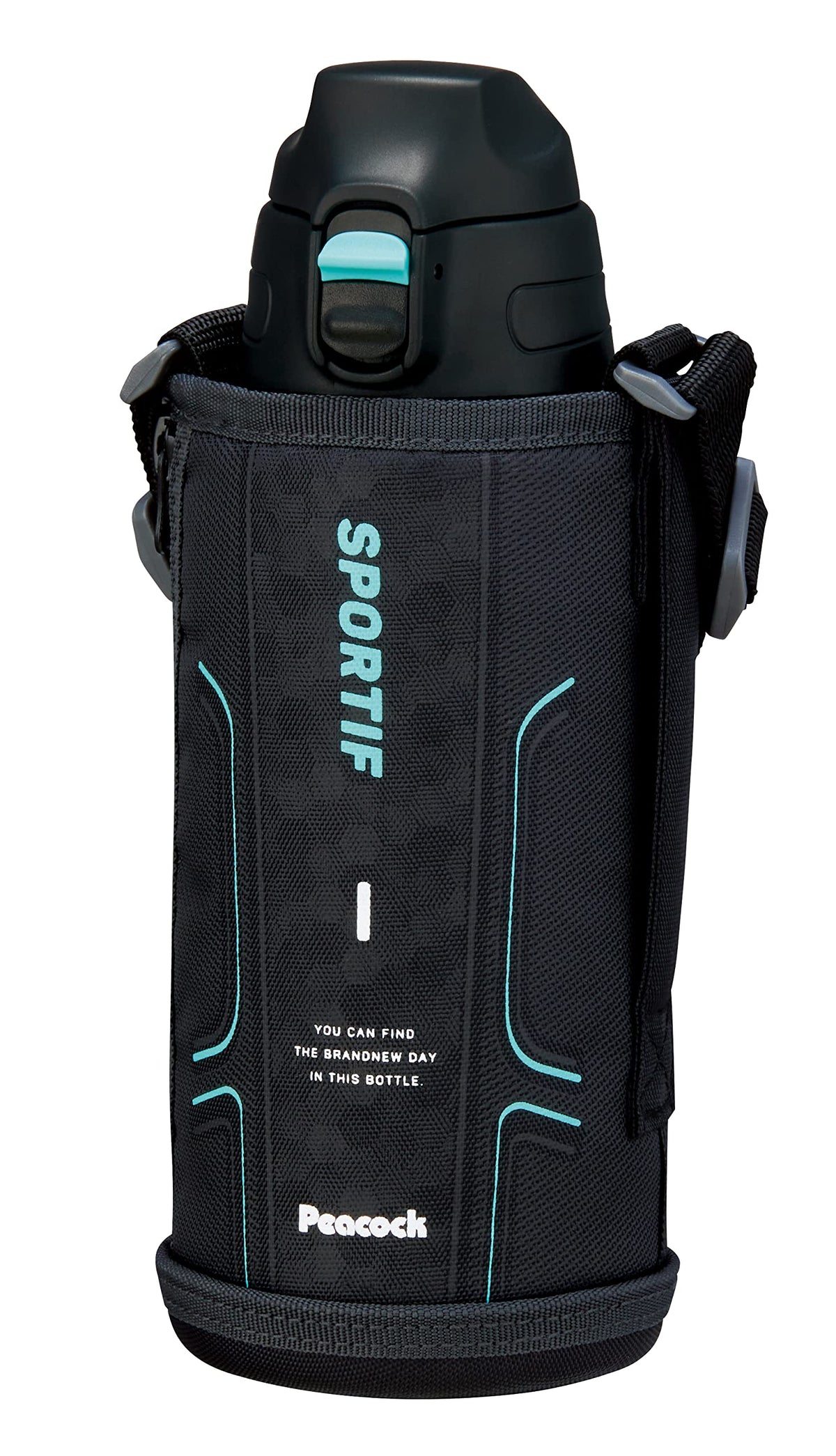 ピーコック魔法瓶工業(The-peacock) ピーコック 水筒 800ml 保冷 真空断熱構造 ワンタッチ 直飲み ポーチ付 本体丸洗いOK ステンレスボトル ブラック AJC-F82 B