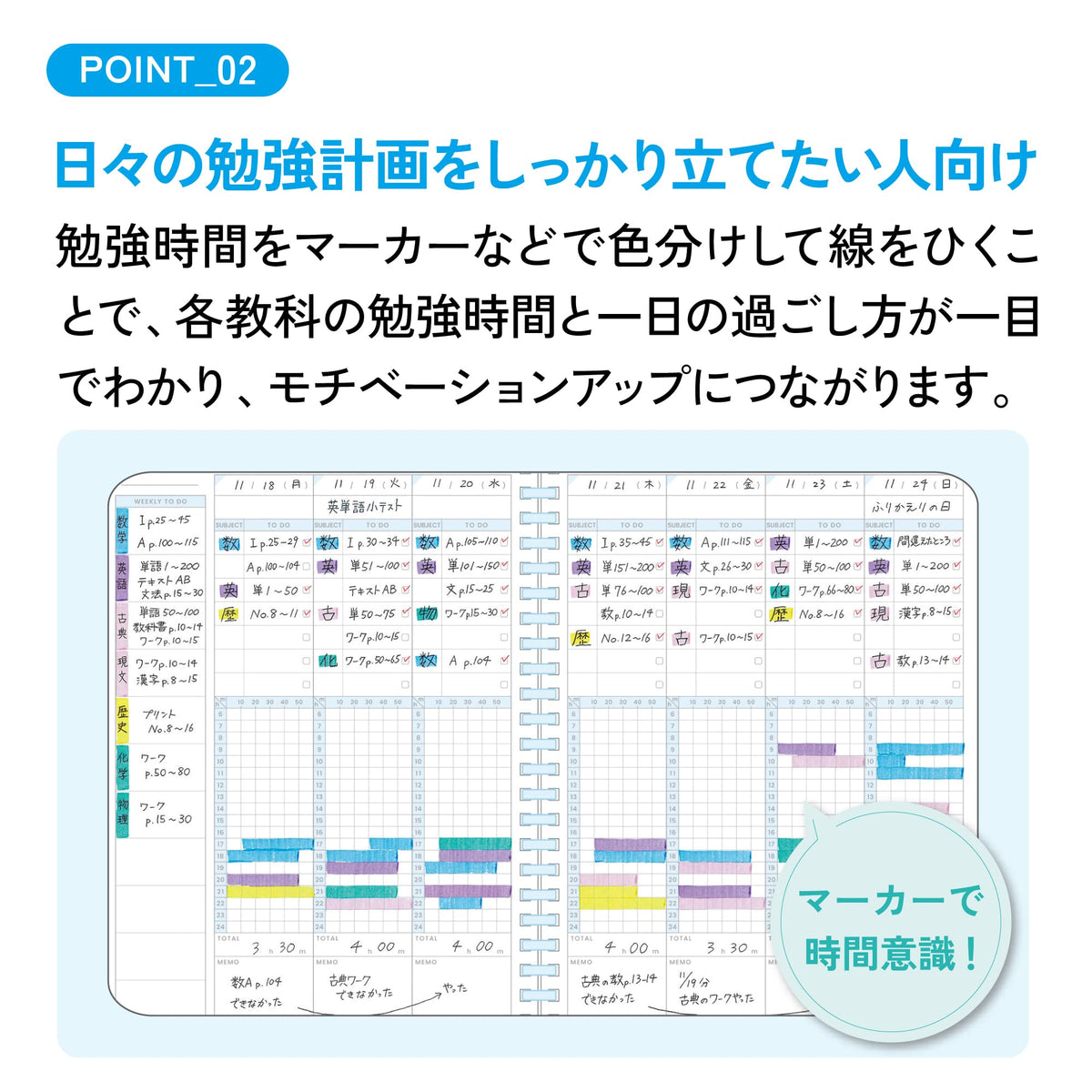 KOKUYO Study Planner TIME LOG A5 for Effective Time Management
