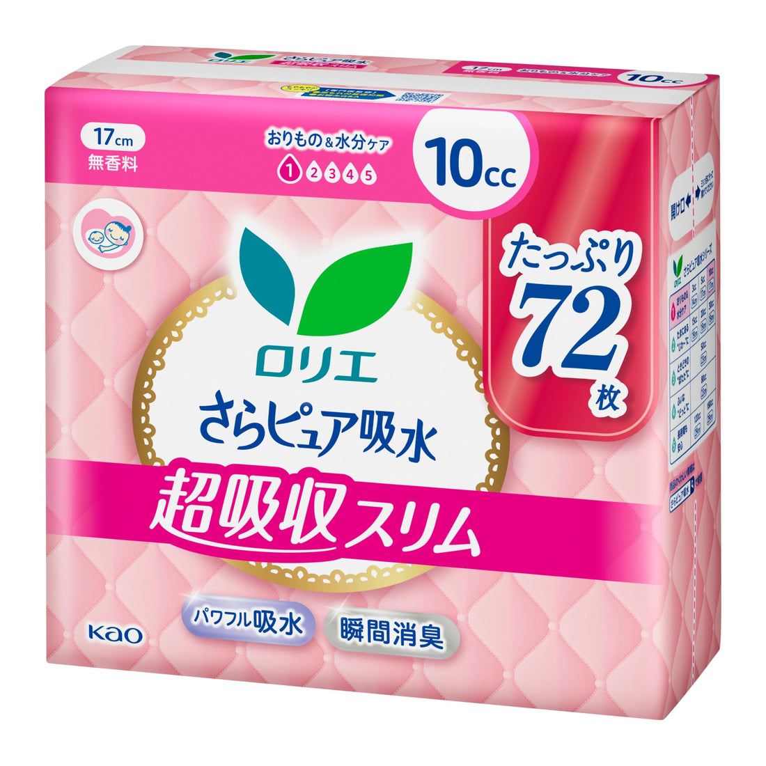 Laurier Slim Absorbent Pads 10cc 72 Count Fragrance-Free