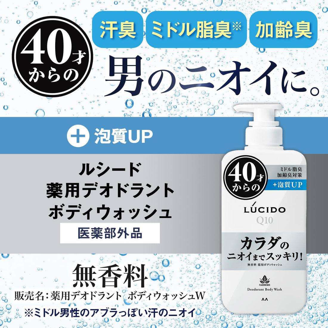 LUCIDO Fragrance-Free Deodorant Body Wash 450ml for Men