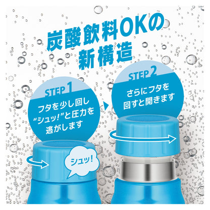 THERMOS Insulated Carbonated Beverage Bottle 500ml Light Blue
