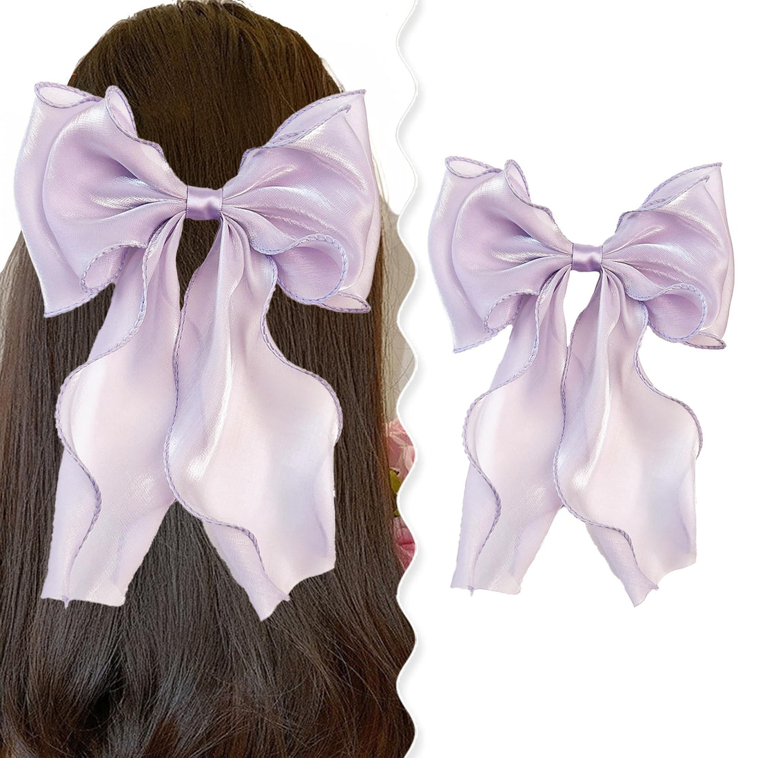 G Triger Sheer Ribbon Hair Clip Lavender for Elegant Hairstyles