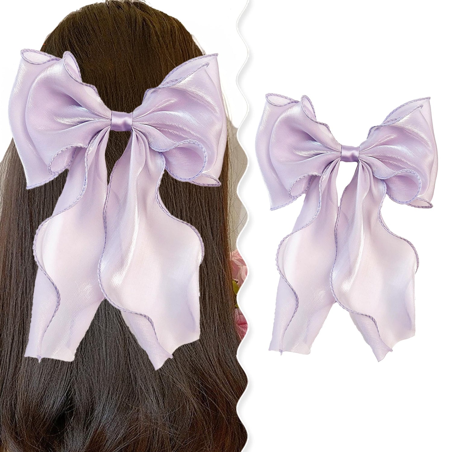 G Triger Sheer Ribbon Hair Clip Lavender for Elegant Hairstyles