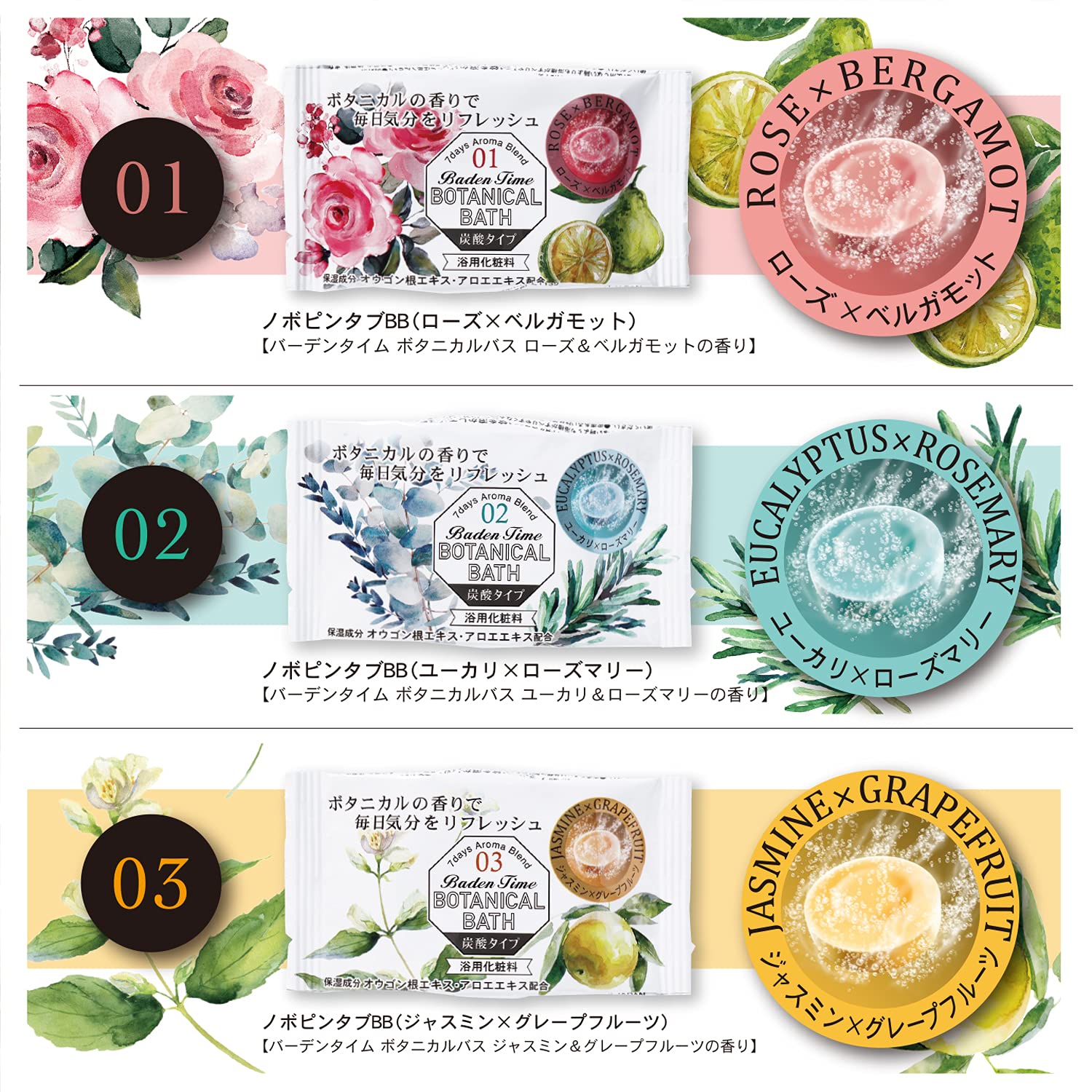 KIYOU JOCHUGIKU Botanical Bath Tablets 14 Count with 7 Fragrances
