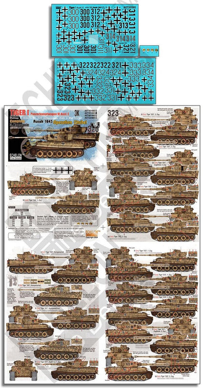ECHELON 1/35 German Tiger I Tank Decals for Kursk 1943 Model Kit