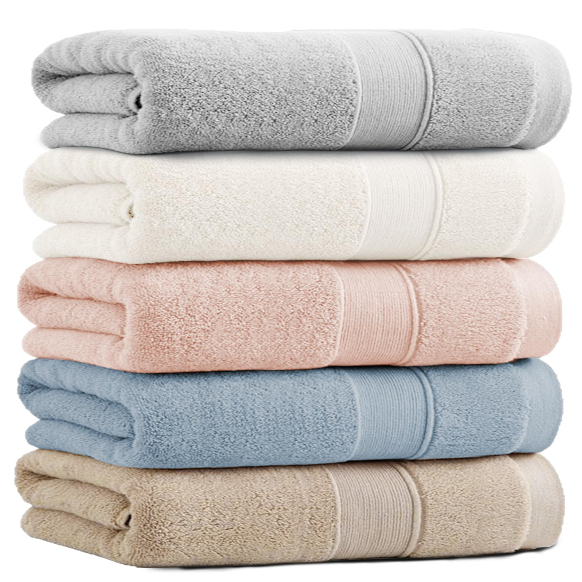 HOSUR Face Towels 100% Cotton Hotel Quality Fast-Drying 5-Pack