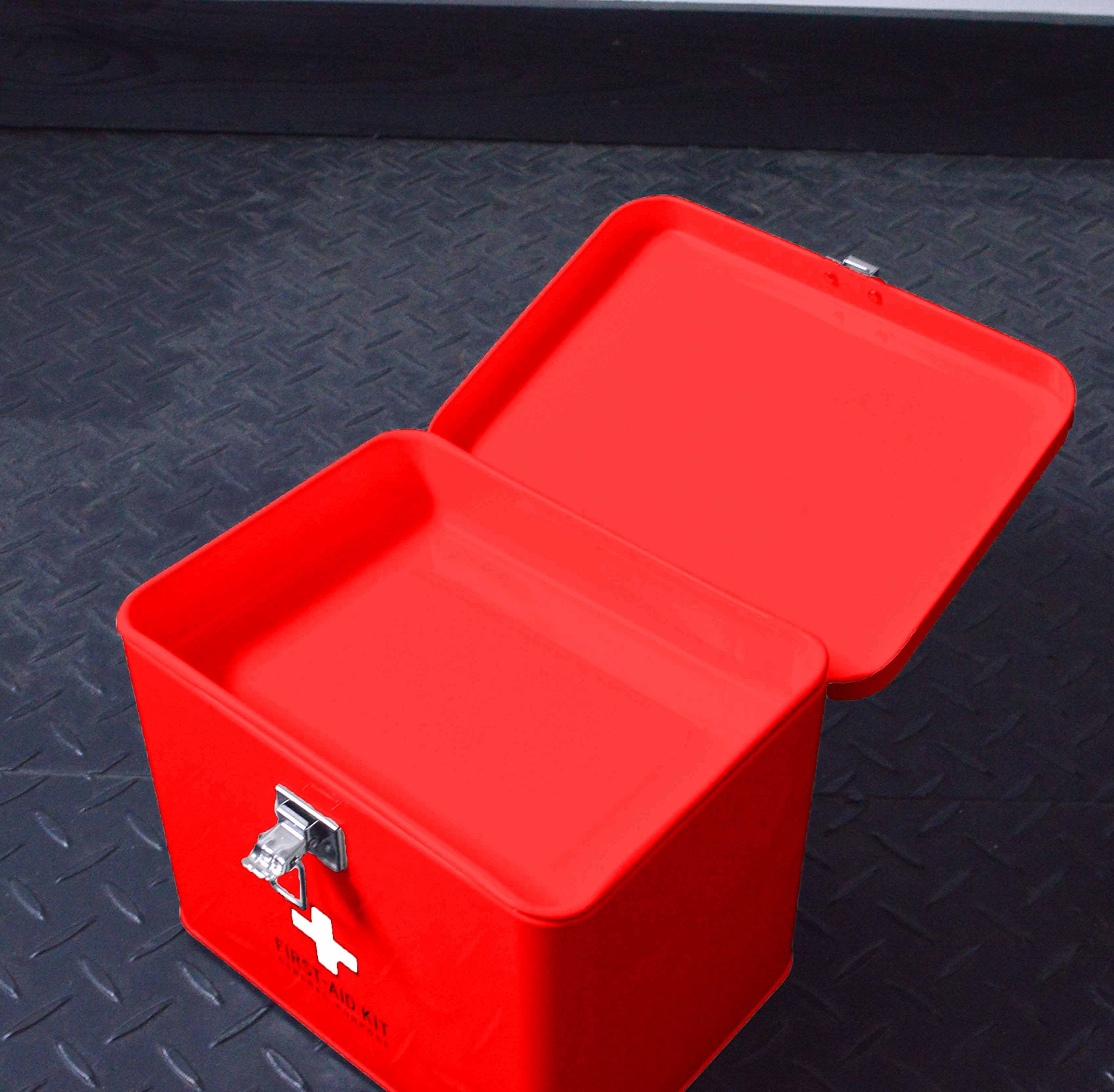 Kijapan Stylish Metal First Aid Kit with Dividers Red Medium Size