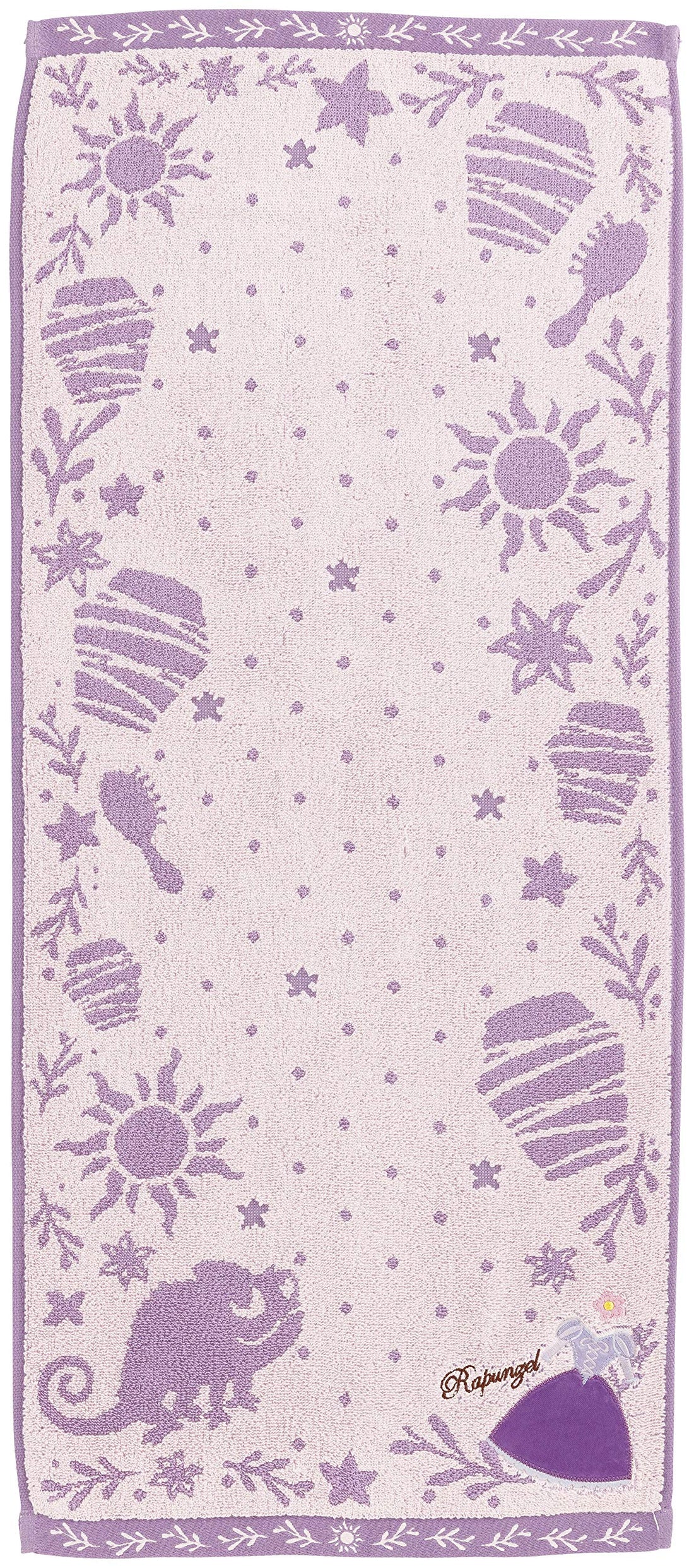 Marushin Disney Rapunzel Face Towel 34x80cm Purple Dress Embroidery
