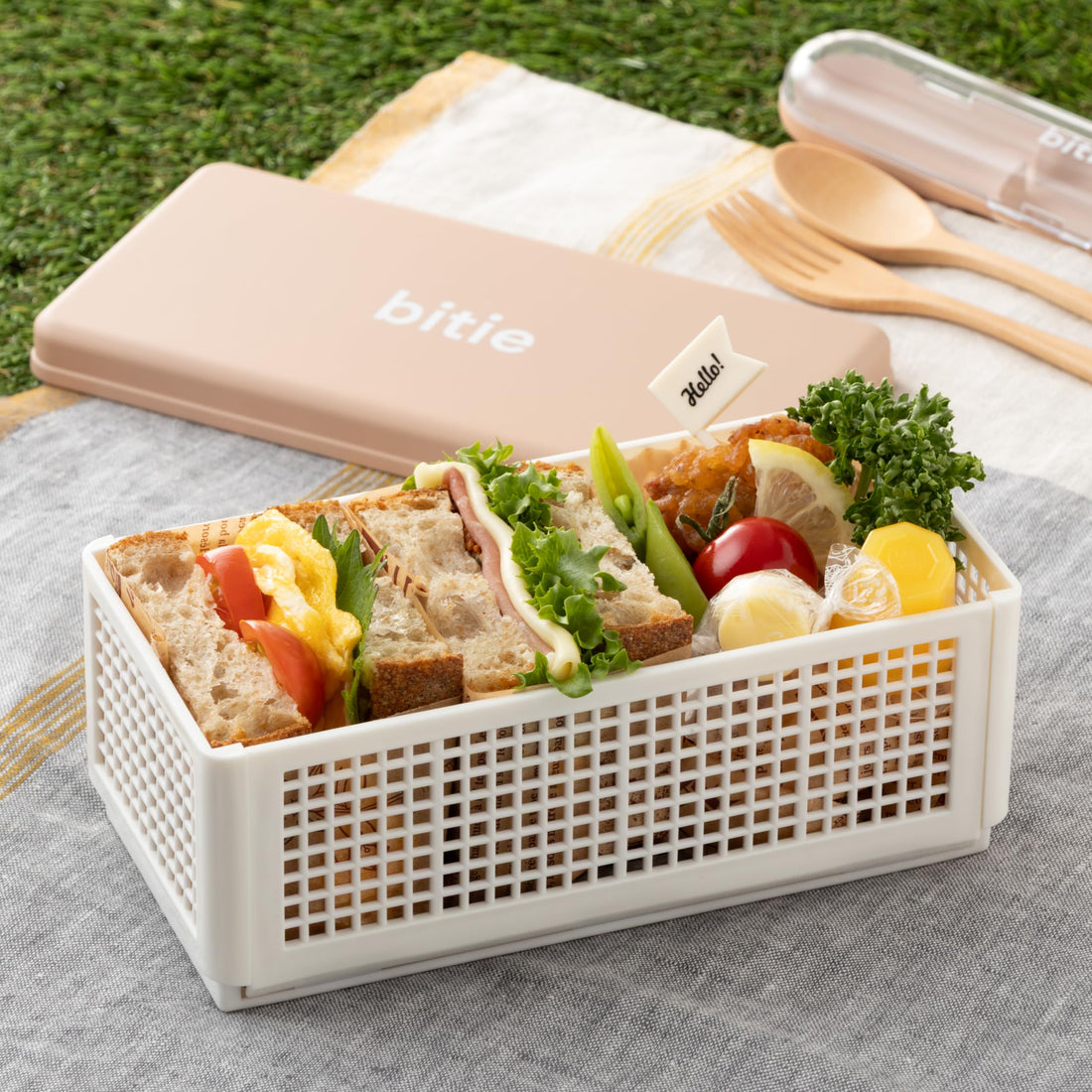 Mitani Bento Box Sandwich Case L Beige 19.5x10x7.5cm Japanese Design