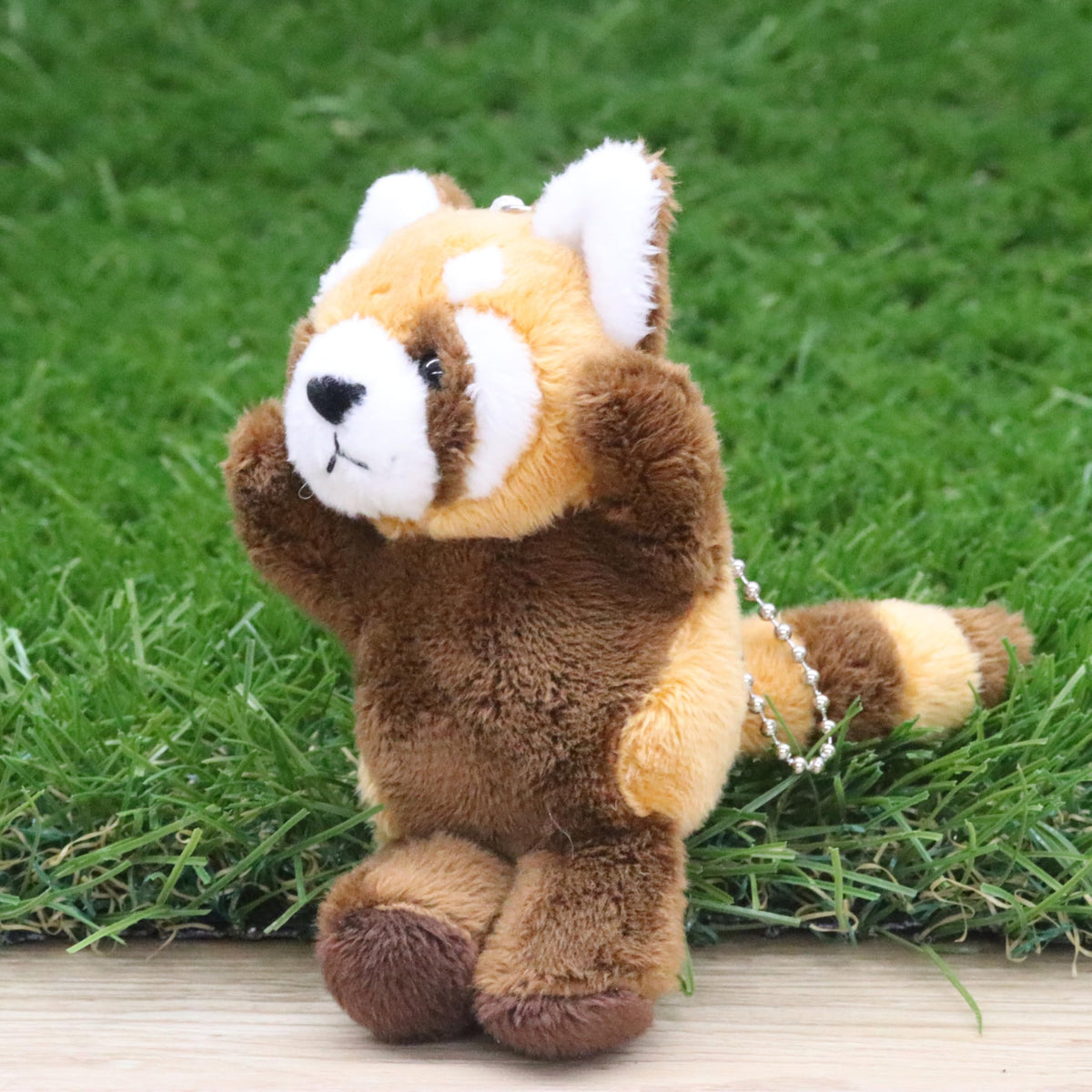 Take-Off Plush Toy Red Panda with Ball Chain in Threatening Pose