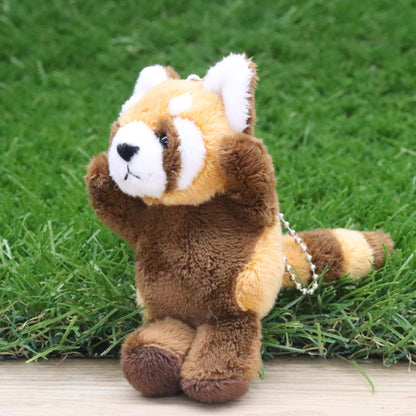 Take-Off Plush Toy Red Panda with Ball Chain in Threatening Pose