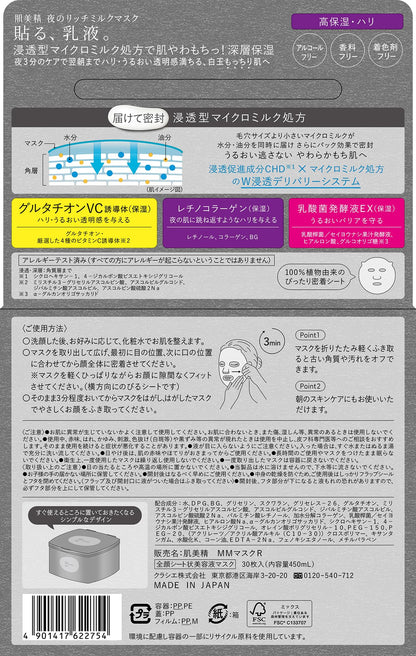 Hadabisei Rich Milk Mask 30 Sheets for Japanese Skincare