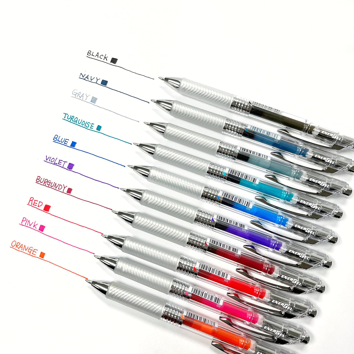 Pentel EnerGel Liquid Gel Pen 0.7mm Clear Barrel Assorted Colors