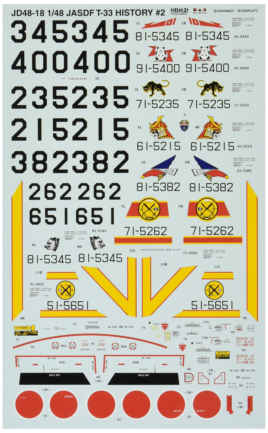 PLATZ 1/48 Japan Air Self-Defense Force T-33 Decal Model Parts