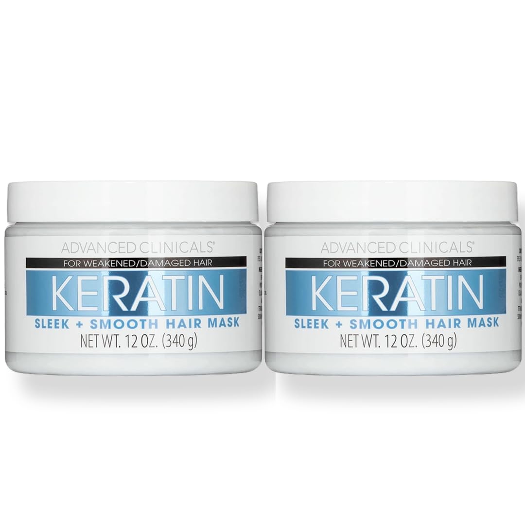 Advanced Clinicals Keratin Hair Mask Non-Sticky Formula 340g Set of 2