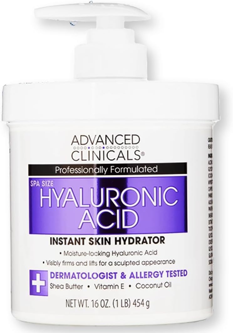 Advanced Clinicals Hyaluronic Acid Body Cream 454g for Deep Hydration