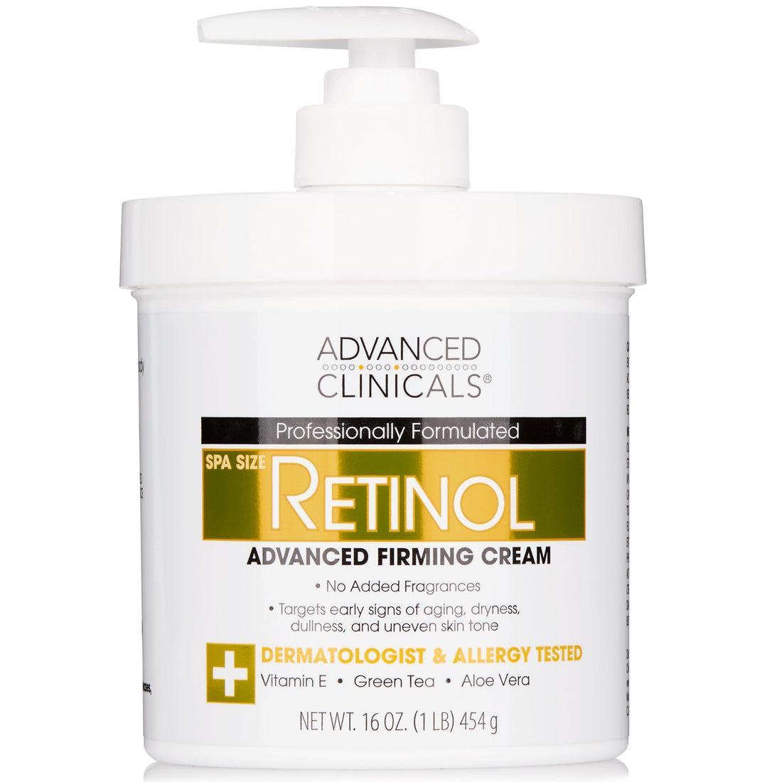 Advanced Clinicals Retinol Body Cream 454g for Hydration and Texture