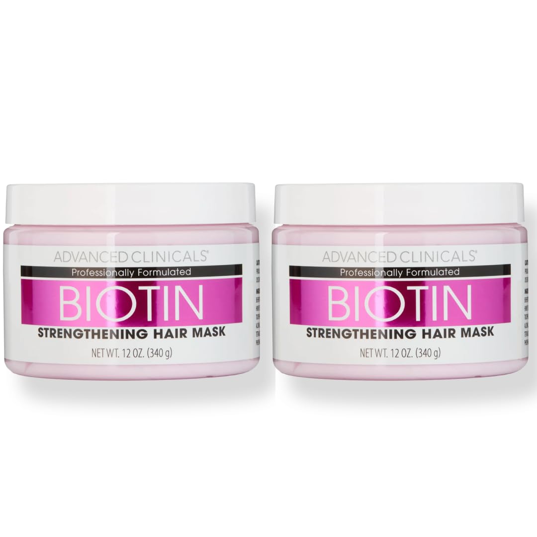 Advanced Clinicals Biotin Hair Mask 340g Set of 2 for Japanese Hair Care