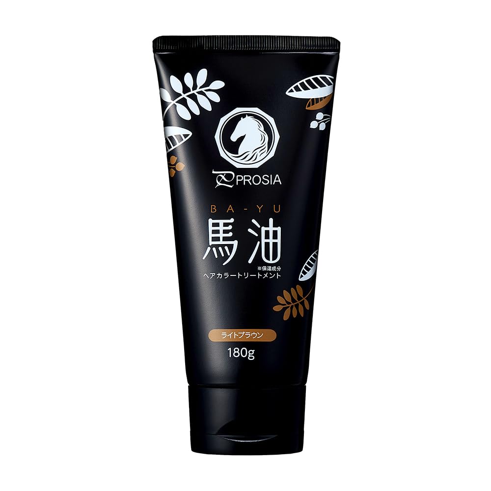 Aimedia Horse Oil Hair Color Treatment Light Brown Made in Japan Gray Hair Dye 180g ProSIA Moisturizing Ingredients Additive-Free Formula Curl Care Ingredients Included