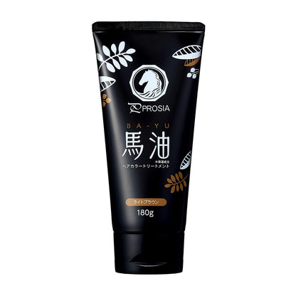 Aimedia Horse Oil Hair Color Treatment Light Brown Made in Japan Gray Hair Dye 180g ProSIA Moisturizing Ingredients Additive-Free Formula Curl Care Ingredients Included